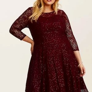 NWT Torrid burgundy lace dress